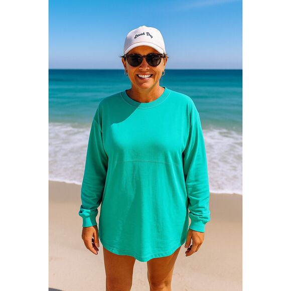 Nantucket Spirit Jersey Long Sleeve Mint Green Oversized Tee Shirt Women’s L - Picture 2 of 5